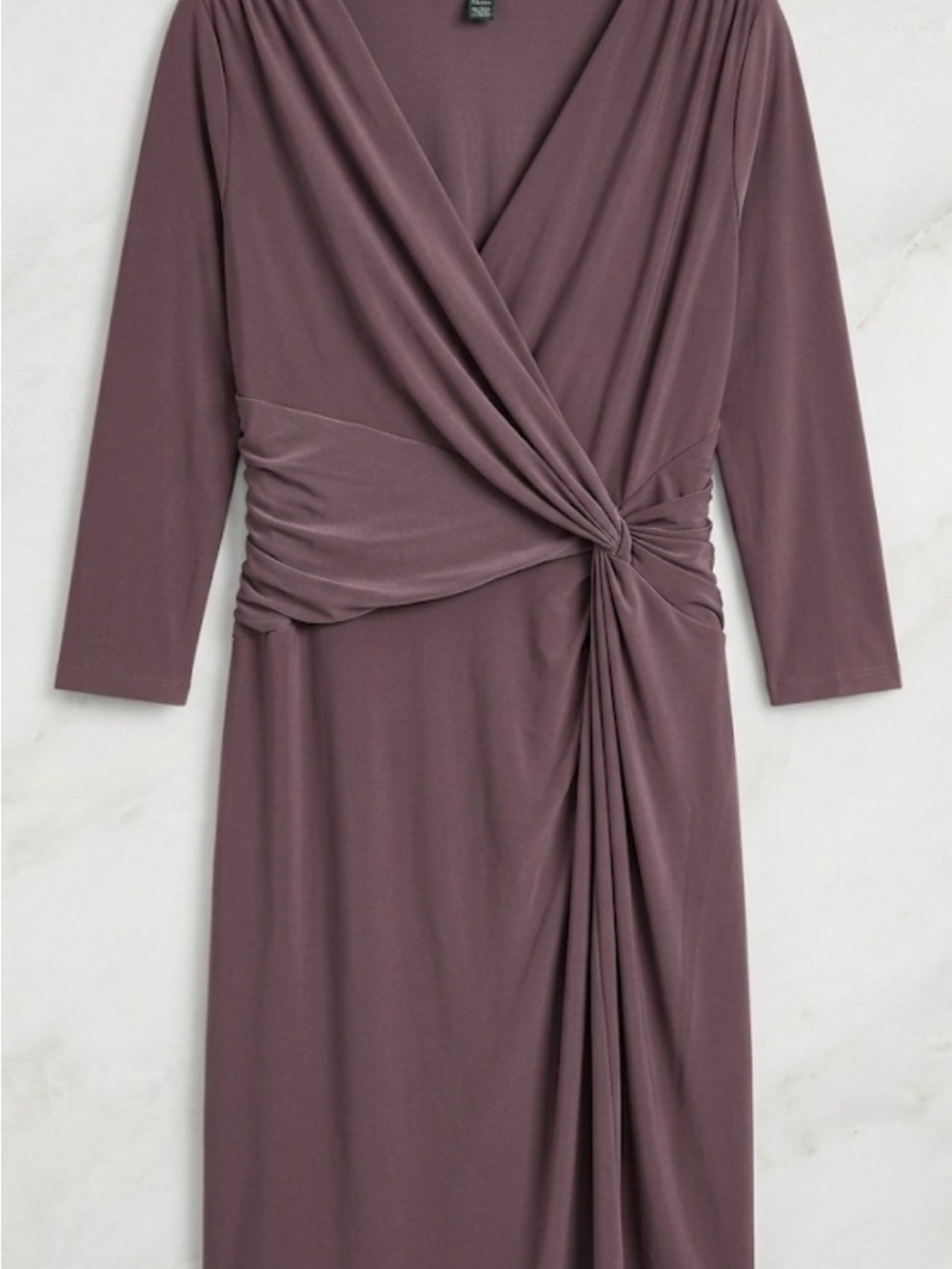 Ralph Lauren Long-Sleeve Knot-Waist Wrap Dress — Mauve
